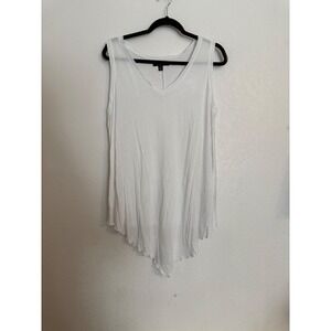 Ellos White Sleeveless Tank Top Asymmetrical Hem Casual Summer Comfy‎